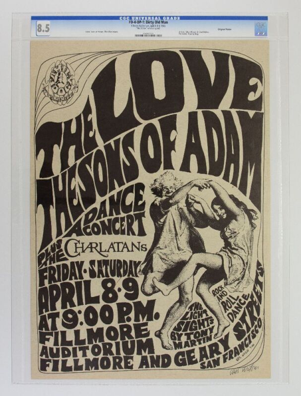 1966 FD-4 Love Sons Of Adam The Charlatans Fillmore Auditorium Signed Wilson Poster CGC 8.5