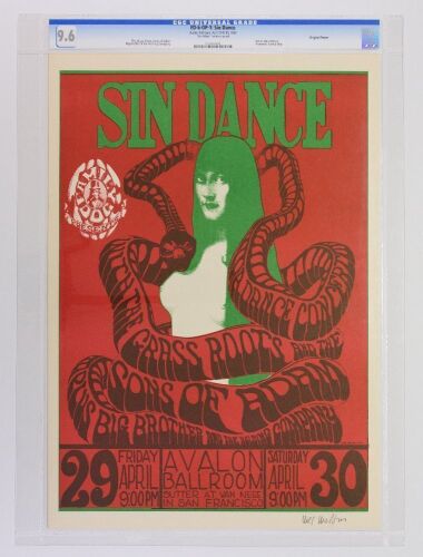 1966 FD-6 Big Brother & The Holding Company Grass Roots Avalon Ballroom Signed Wilson Poster CGC 9.6