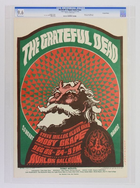 1966 FD-40 Grateful Dead Avalon Ballroom Signed Moscoso Poster CGC 9.6