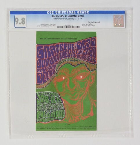 1967 BG-45 Grateful Dead The Doors Fillmore Auditorium Postcard CGC 9.8