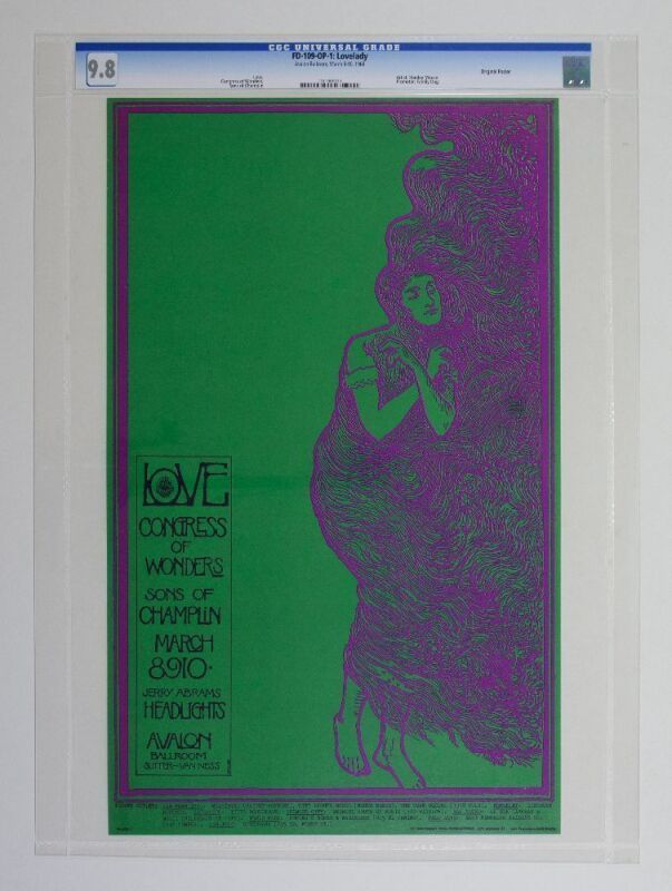 1968 FD-109 Love Congress of Wonders Sons of Champlin Avalon Ballroom Poster CGC 9.8