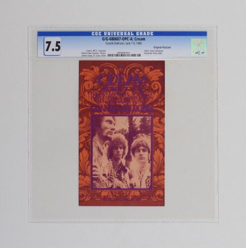 1968 G/G-680607 Cream MC5 Grande Ballroom Postcard CGC 7.5