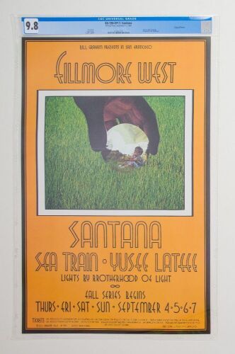 1969 BG-190 Santana Sea Train Fillmore West Poster CGC 9.8