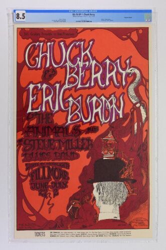 1967 BG-70 Chuck Berry Eric Burdon Fillmore Auditorium Poster CGC 8.5