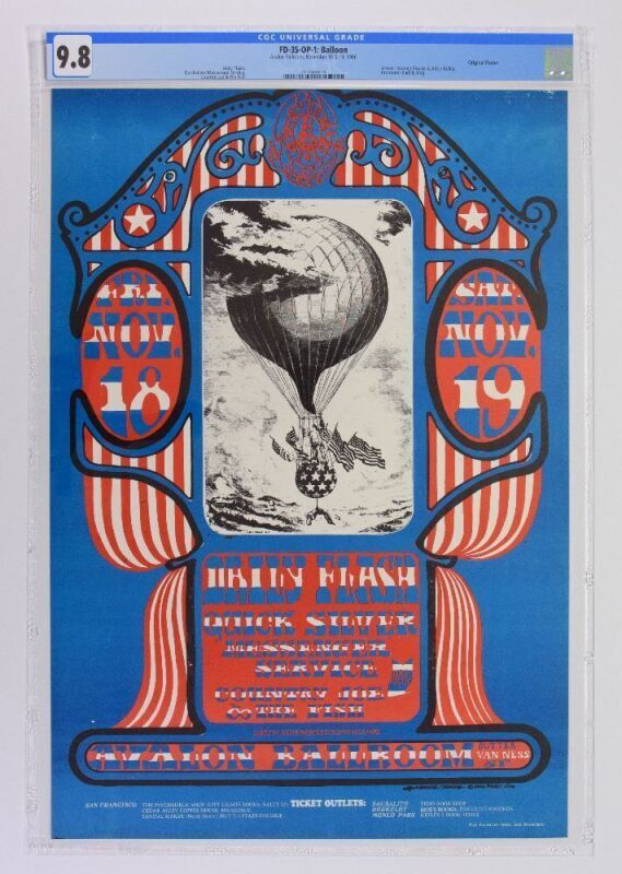 1966 FD-35 Daily Flash Quicksilver Country Joe Avalon Ballroom Poster CGC 9.8