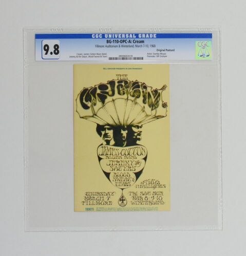 1968 BG-110 Cream Winterland & Fillmore Auditorium Postcard CGC 9.8