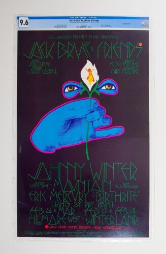 1970 BG-220 Jack Bruce Johnny Winter Fillmore West Poster CGC 9.6