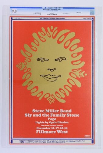 1968 BG-151 Steve Miller Band Sly & The Family Stone Fillmore West Poster CGC 9.0