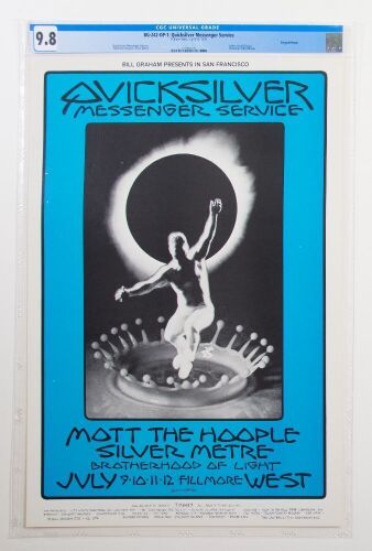 1970 BG-242 Quicksilver Mott The Hoople Fillmore West Poster CGC 9.8