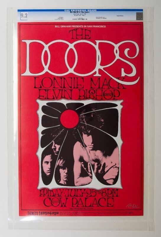 1969 BG-186 The Doors Cow Palace Signed Tuten RP2 Poster CGC 9.2