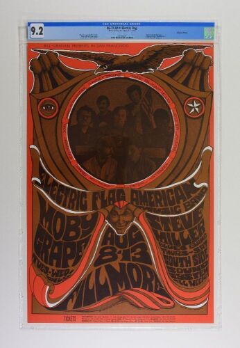 1967 BG-77 Electric Flag Moby Grape Steve Miller Fillmore Auditorium Poster CGC 9.2