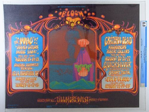 1968 BG-133 The Who Grateful Dead Creedence Clearwater Revival Fillmore West Poster CGC 8.0