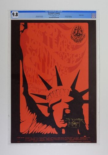 1968 FD-110 Blood Sweat & Tears Avalon Ballroom Signed Mouse Poster CGC 9.8