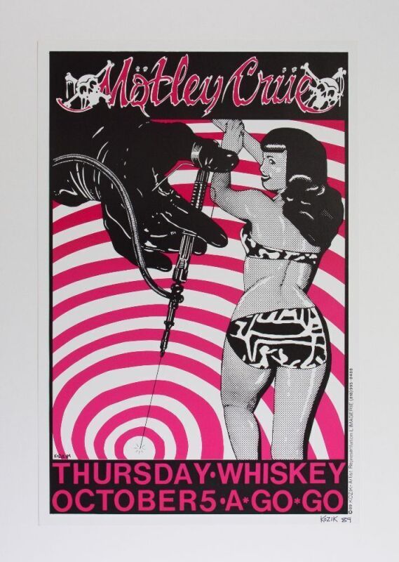 1989 Frank Kozik Motley Crue The Whiskey A Go Go Signed Kozik Poster Mint 91