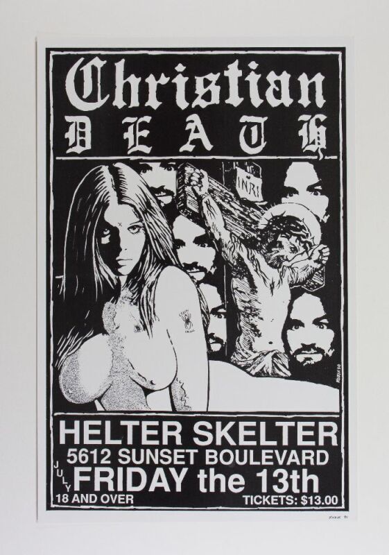 1990 Frank Kozik Christian Death Mr. J's Ballroom Signed Kozik Poster Mint 91
