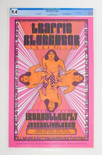 1968 AOR-2.102 Traffic Blue Cheer Iron Butterfly Fillmore East Poster CGC 9.4