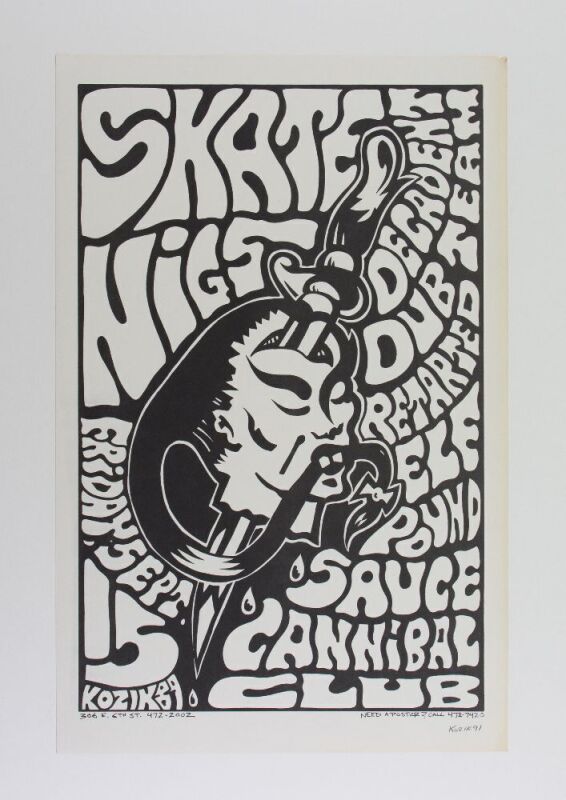 1989 Frank Kozik Skatenigs Cannibal Club Signed Kozik Poster Excellent 75