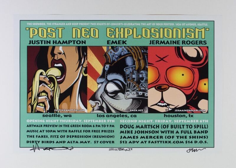2002 EMEK Post Neo Explosionism Show The Showbox Seattle Signed Emek Rogers & Hampton Poster Mint 91