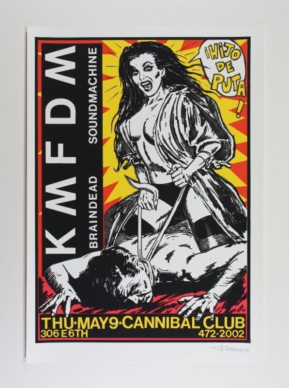 1991 Frank Kozik KMFDM Cannibal Club Signed Kozik Poster Mint 91