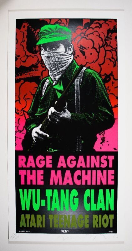 1997 Rage Against The Machine Wu Tang Clan Tour LE Signed Taz Poster Near Mint 85