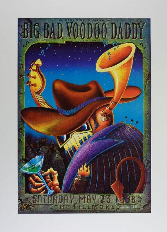 1998 EMEK Big Bad Voodoo Daddy Signed EMEK Poster Mint 91