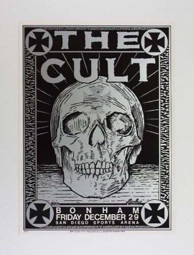 1989 Frank Kozik The Cult San Diego Sports Arena Poster Near Mint 89