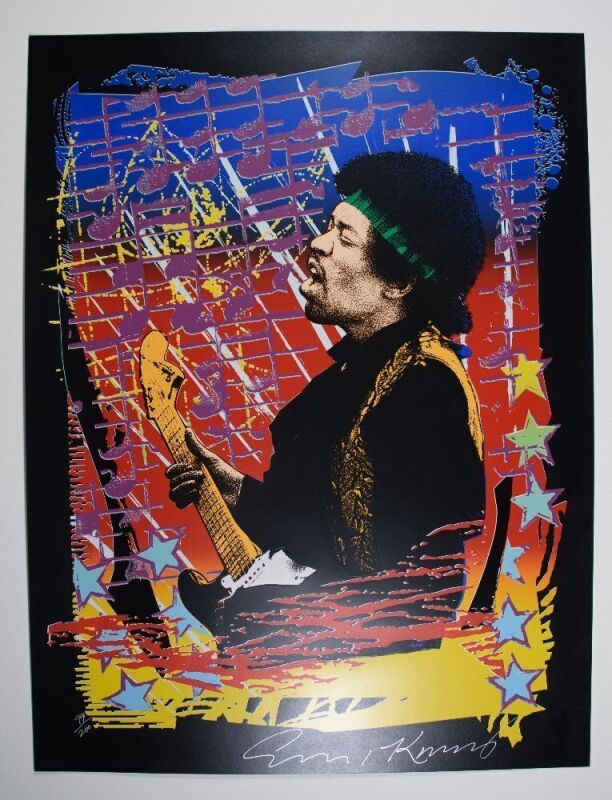 1990 Jimi Hendrix Jim Evans Taz Graphics LE Signed Knight Poster Mint 91