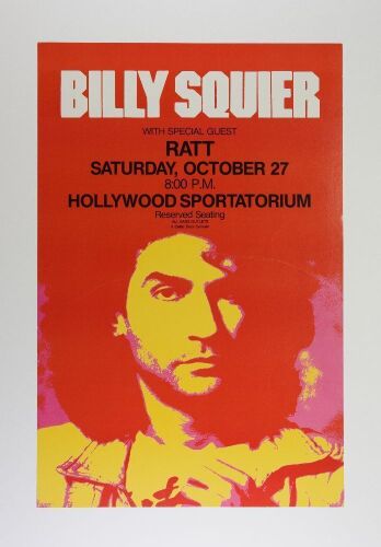 1984 Billy Squier Ratt Hollywood Sportatorium Poster Near Mint 87