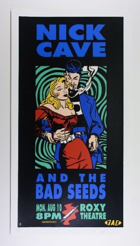 1992 Nick Cave and the Bad Seeds The Roxy Theatre LE Signed Taz Poster Near Mint 89