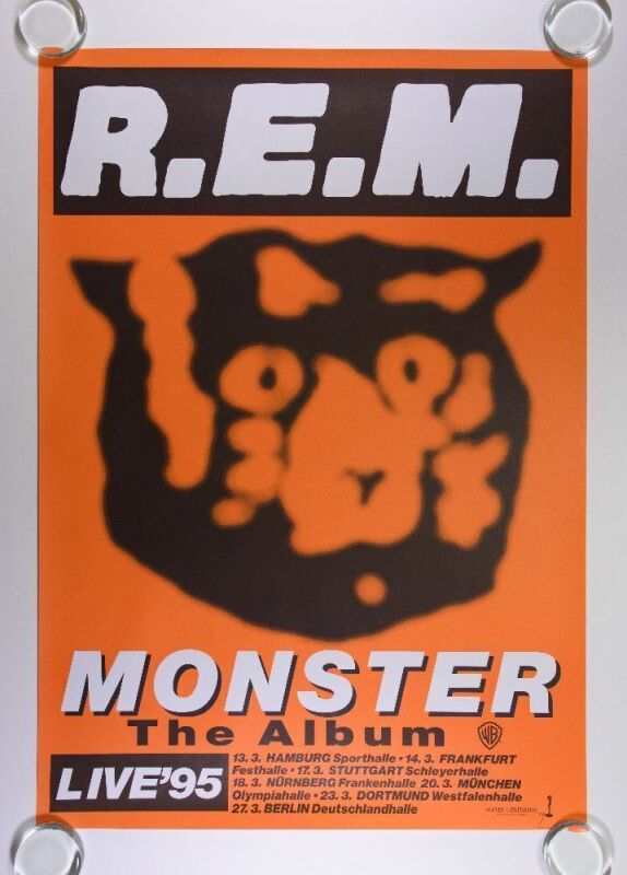 1995 R.E.M. Monster Promo Large Germany Tour Poster Mint 91