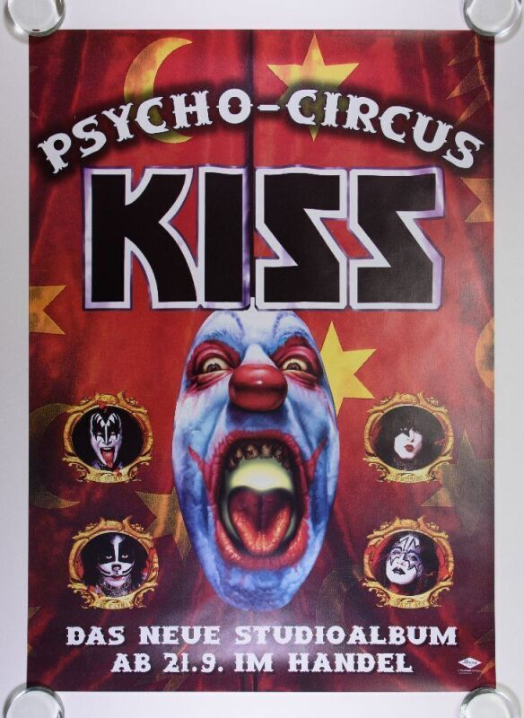 1998 KISS Psycho Circus Album Mercury Records German Promotional Poster Mint 91