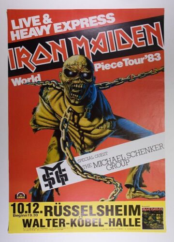 1983 Iron Maiden Walter Kobel Halle Russelheim Germany Poster Excellent 79