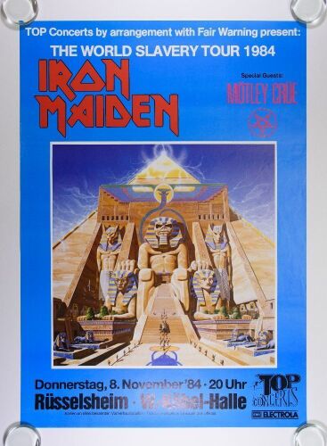 1984 Iron Maiden Motley Crue Walter Kobel Halle Russelheim Germany Poster Extra Fine 69