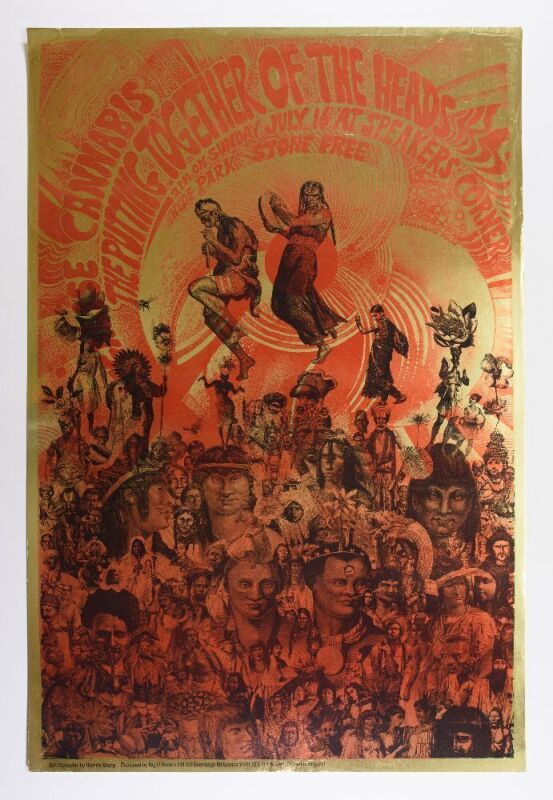 1967 Martin Sharp The Putting Together of the Heads Cannabis Rally Hyde Park Poster Excellent 71