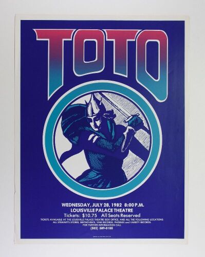 1982 Toto Louisville Palace Theatre Louisville Kentucky Poster Extra Fine 69