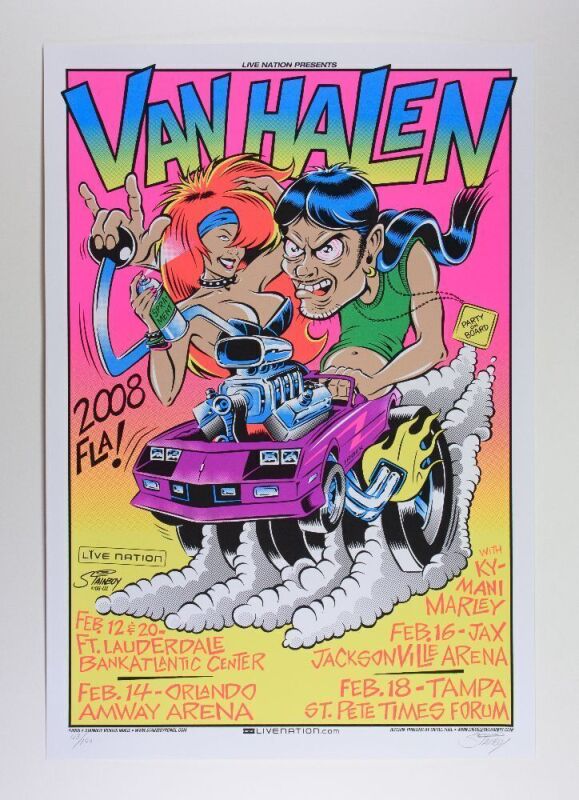 2008 Van Halen The Florida Tour LE Signed Stainboy Poster Mint 91