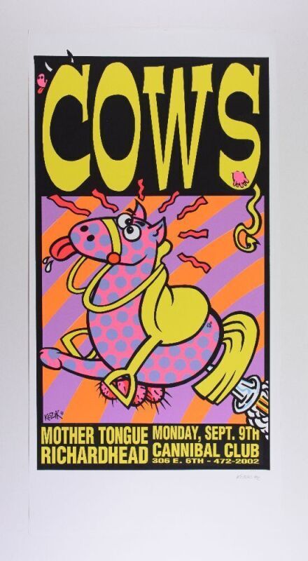 1991 Frank Kozik The Cows Mother Tongue The Cannibal Club Austin Signed Kozik Poster Mint 91