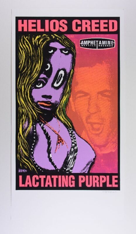 1991 Frank Kozik Helios Creed Lactating Purple Amphetamine Reptile Records Promotional Signed Kozik Poster Near Mint 89