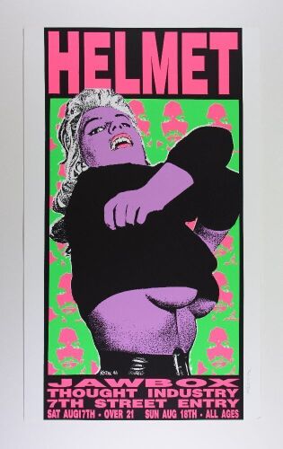 1991 Frank Kozik Helmet Jawbox Thought Industry The 7th Street Entry Minneapolis Signed Kozik Poster Near Mint 87