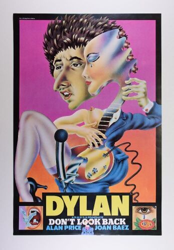 1970 Bob Dylan Don’t Look Back UK Film Release Promotional Poster Near Mint 83