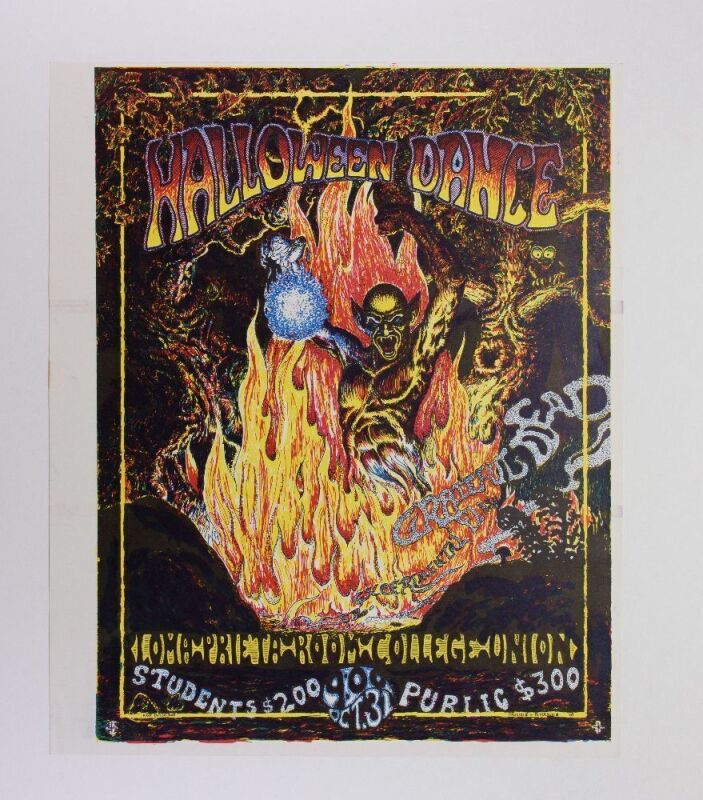 1969 Grateful Dead Halloween San Jose State College Union Loma Prieta Room Printer's Proof Poster Near Mint 87