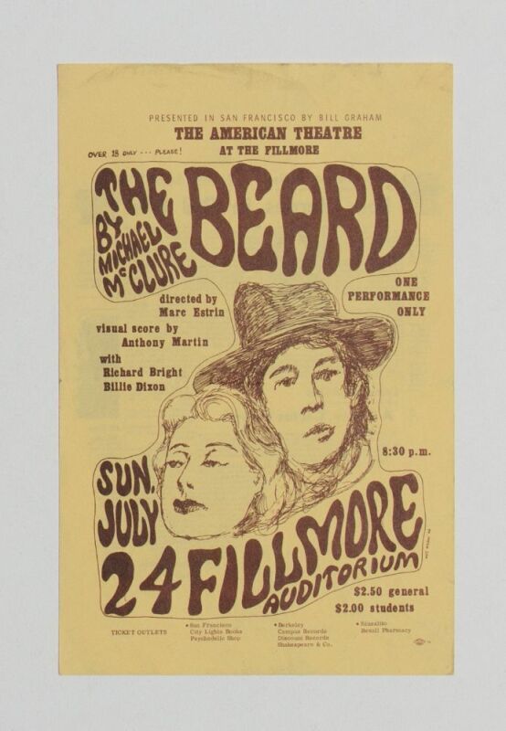 1966 BG-19 Michael McClure The Beard Fillmore Auditorium Handbill Extra Fine 63