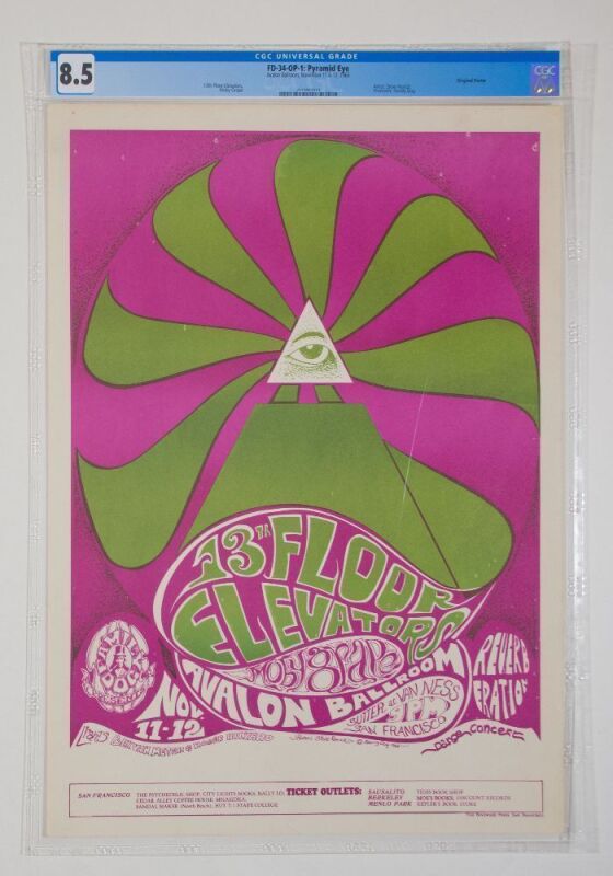 1966 FD-34 The 13th Floor Elevators Moby Grape Avalon Ballroom Poster CGC 8.5