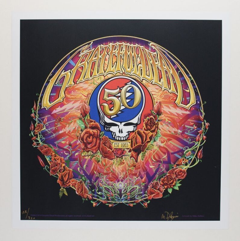 2015 Mike DuBois Grateful Dead 50th Anniversary LE Signed DuBois Poster Mint 93