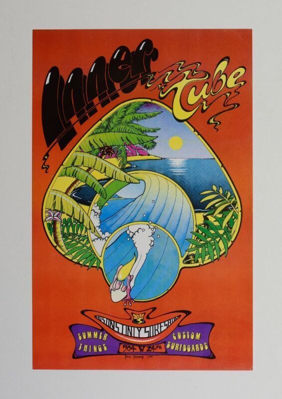 1974 Rick Turner Inner Tube Surf Shop Austin Promotional Advertising Poster Near Mint 83