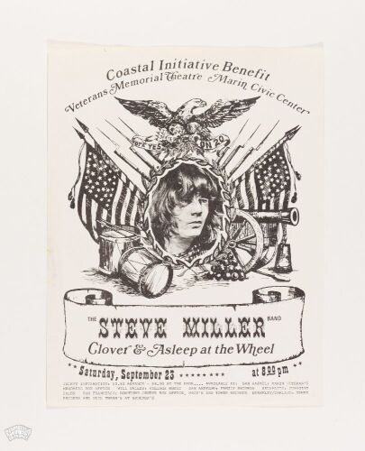 1972 Steve Miller Band Clover Veterans Memorial Theatre Marin Civic Center Handbill Excellent 77