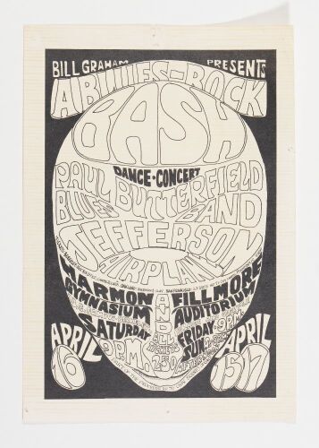 1966 BG-3 Jefferson Airplane Harmon Gymnasium & Fillmore Auditorium Handbill Extra Fine 61