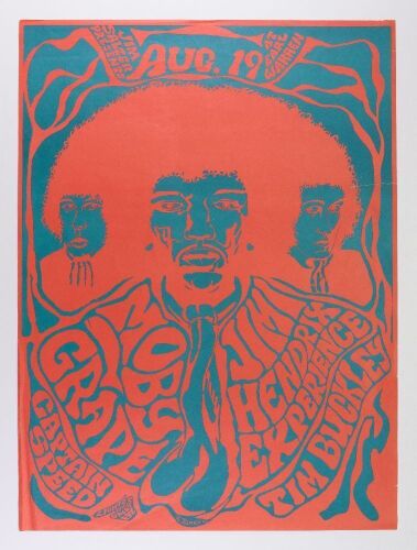 1967 AOR-3.40 Jimi Hendrix Experience Earl Warren Santa Barbara RP2 Poster Extra Fine 63