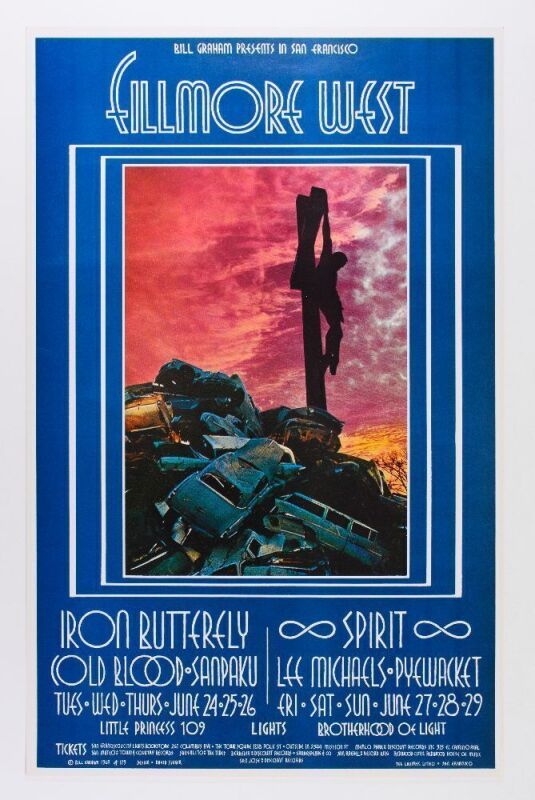 1969 BG-179 Iron Butterfly Fillmore West Poster Near Mint 81