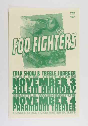 1997 Mike King Foo Fighters Salem Armory Auditorium & Paramount Theater Salem & Seattle Signed King Poster Near Mint 87